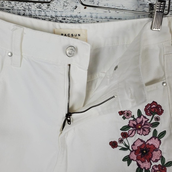 Pacsun Los Angeles Embroidered Flower Raw Hem Y2K Skirt Zipper Closure Size 27 - Picture 4 of 7